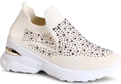 Produktbild von topschuhe24 2734 Damen Plateau Sneaker Glitzer Light Slipper, Farbe:Beige, Größe:39 EU