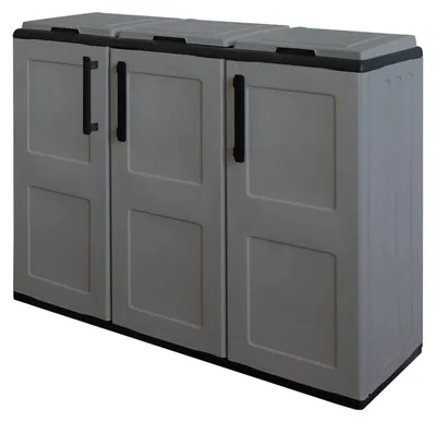 Produktbild von Abfallschrank für den Außen- oder Innenbereich, 3 Tür Taschenhalter, 100%  Italy, 102x37h90 cm, graue Farbe