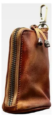 Produktbild von Leder-Münzbeutel mit Reißverschluss, mittelalterlicher Münzorganizer, tragbares Vintage-Portemonnaie für Bargeld, Schlüssel und Münzen