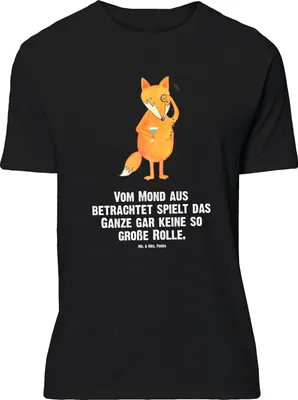 Produktbild von Mr. & Mrs. Panda Größe XL T-Shirt Fuchs Lord - Schwarz - Geschenk, Tshirt, Schick, Spruch Lustig, Shirt, Cocktail, mit, Neugierig, Mond