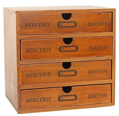 Zdjęcie produktu dla Pudełko drewniane vintage 4 szuflady do przechowywania biżuterii organizer