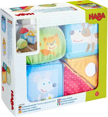 Produktbild von HABA Babywelt Multifunktionsspielzeug Entdeckerwürfel Tierisch geometrisch 1306688001