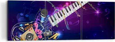 Produktbild von Bild auf Leinwand - Leinwandbild - Gitarre Instrument Musik Notiz - 120x40cm - Wand Bild - Wanddeko - Leinwanddruck - Bilder - Kunstdruck - Wanddekoration - Leinwand bilder - Wandkunst - CA120x40-2724