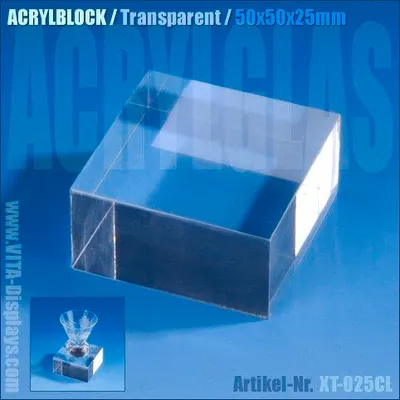 Produktbild von Acrylblock transparent (50 x 50 x 25 mm)