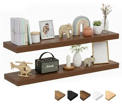 Immagine prodotto di Omgoods - Set di 2 mensole da parete in legno con supporti invisibili