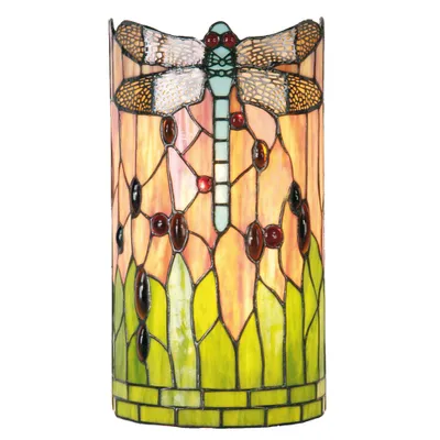 Obrázok produktu pre LumiLamp 5LL-9292 Nástenné svietidlo Tiffany 20x11x36 cm zelenohnedá sklenená vážka