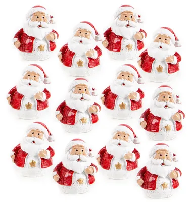 Produktbild von 12 kleine Weihnachtsmann Figuren Nikolaus Deko rot weiß Weihnachten