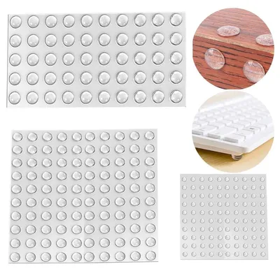 Produktbild von Türstopper Gummipuffer Transparent Selbstklebend - 250 Stück - Halbrund und Zylindrisch - 6 x 6 x 2 mm bis 12 x 12 x 2 mm - Für Tür und Möbel