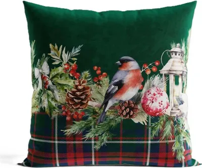Immagine prodotto di Copricuscino, copricuscino decorativo, copricuscino natalizio, velluto, ghirlanda 40x40 verde, decorazione natalizia