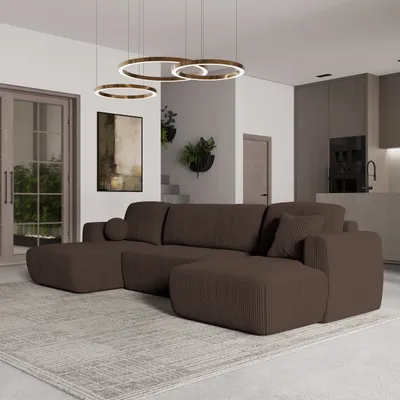 Produktbild von Masseno Ecksofa SENTUM P mit Schlaffunktion U-Form, Sofa mit Bettkasten, Wohnzimmersofa, Couch, Soffa, Bettsofa, Couchgarnitur- Braun, POSO 06