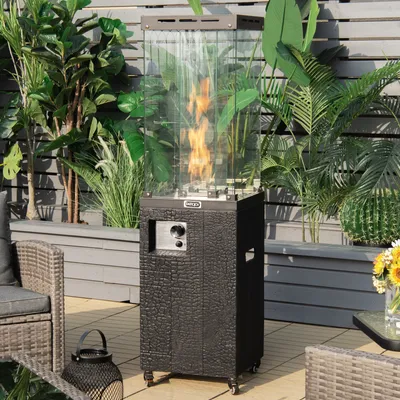 Produktbild von COSTWAY Gas-Heizstrahler 12KW, winddichter Terrassenheizstrahler mit abschließbaren Rädern & wasserdichte Schutzhülle