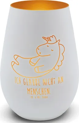 Produktbild von Mr. & Mrs. Panda Kerzenhalter Einhorn Wolke 7 - Weiß - Geschenk, Windlicht Glas, licht deko, Lustig, Kerzenglas, Menschen, Laterne, Glaube, Realität, Unicorn