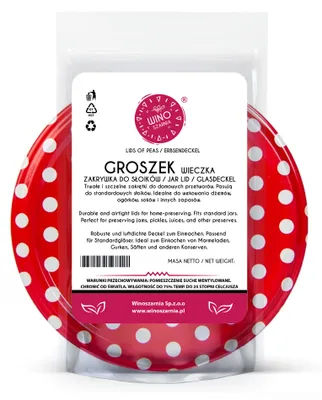 Zdjęcie produktu dla Zakrętki do słoików fi82 Groszek Czerwony 6-zaczepowe 100 szt. twist-off Nakrętki wieczka