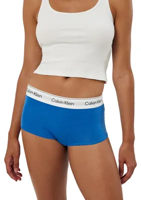 Obrázok produktu pre Calvin Klein dámske kraťasy typu hipster s logom na páse, farba Poseidon Blue, veľkosť L