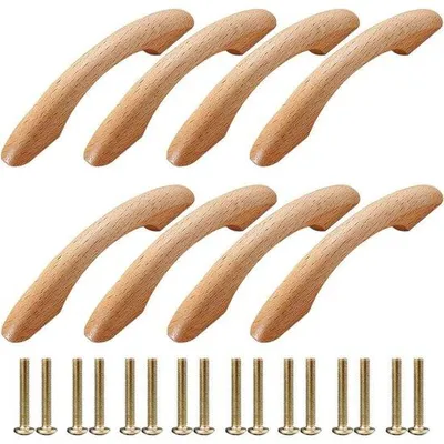 Produktbild von Holzschubladenbeschläge - 8 Stück - Möbelbeschläge, Türbeschläge, Holzgriffe, Schubladenknöpfe, Schubladenhalter, Möbeltürhalter, Möbelverschlüsse