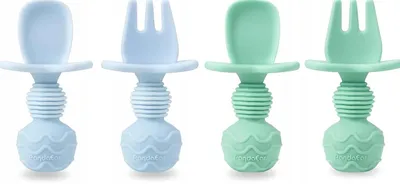Produktbild von Silikon-Besteckset 4 Teile Löffel Gabel für Babys