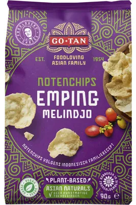 Obrázok produktu pre Go-Tan Emping Naturel Melindjo, 90 g – Chrumkavé prírodné lupienky Melindjo