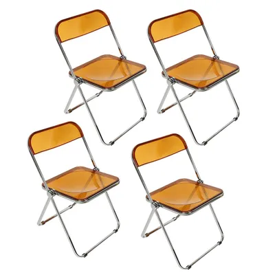 Produktbild von 4x Esszimmerstuhl Acryl Transparenter Stuhl Kunststoff Esszimmerstuhl Home Rücken Stuhl Make-up Stuhl Braun