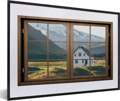 Produktbild von MuchoWow® MuchoWow® Gerahmtes Poster Aussicht - Haus - Berg 60x40 cm - Poster mit zchwarzem Bilderrahmen - Schlafzimmer - Plakat in Rahmen - Drucken