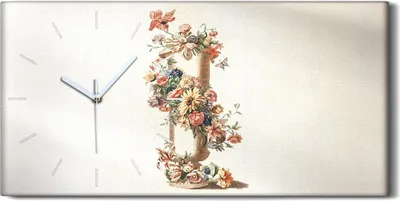 Produktbild von Wanduhr Uhr Wandbild Leinwand Geräuschlos 60x30 Gemälde Blumen Pflanzen Kunst - weiße Hände