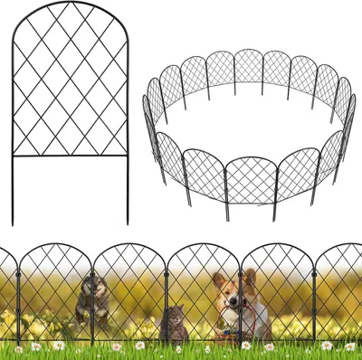 Obrázok produktu pre Záhradný plot 20 kusov, výška 40 cm, dĺžka 6.4 m, kov, čierna, pre záhony