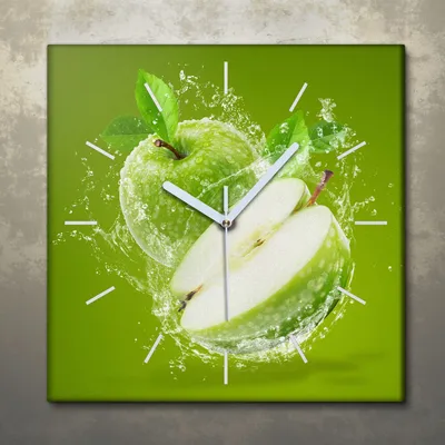 Produktbild von Wohnzimmer Leinwand Uhr Geräuschlos Küche 30x30 Früchte, Spritzen, Motive, weiße Zeiger