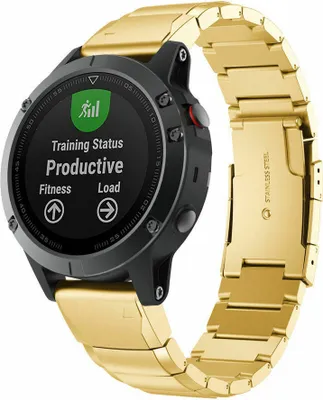 Produktbild von Strap-it Stahlarmband - Kompatibel mit Garmin Fenix 5 Armband Gliederarmband Hochwertiger EdelstahlFaltschließe für Garmin Fenix 6 Armband Gold 22mm smartwatch