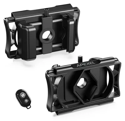 Produktbild von APEXEL APL-F002X Teleskop-Telefonadapter, 360¡ã drehbare Telefonhalterung fuer Teleskop, Telefonhalter fuer Monokular, Mikroskop, Spotting, Binokular, Fotoadapter, Smartphone-Digiscoping-Adapter mit Fernausloeser