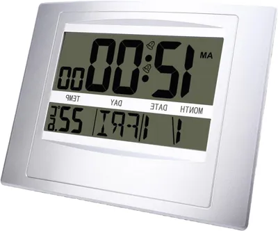 Image de Réveil numérique - Horloge murale - Calendrier - Affichage de l'heure et de la météo - Grand écran HD - 20,5 cm - Noir