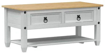 Zdjęcie produktu dla Stolik kawowy vidaXL, biały, 100 x 48 x 45 cm, lite drewno sosnowe
