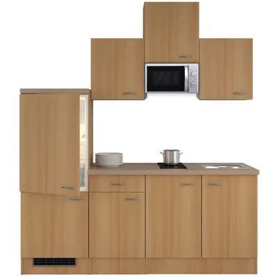 Produktbild von Singleküche mit E-Geräten - 210 cm breit - Buche – Namu