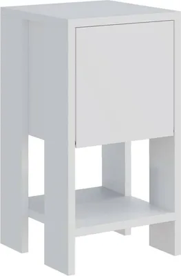 Produktbild von Nachttisch Dkarsdor, Niedrige Kommode, Tisch, Multifunktionaler Nachttisch, 30x30h55 cm, Weiß