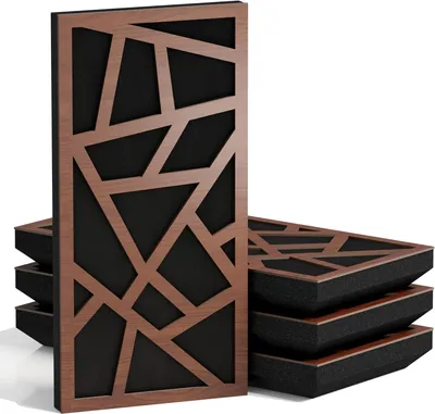 Obrázok produktu pre Sada 10 malých akustických panelov SKYROSS-F, rozmer 50x25x5 cm, drevo orech/čierna farba