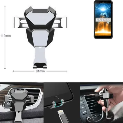 Produktbild von K-S-Trade Lüftungshalterung kompatibel mit Blackview BV6300 Pro kompakte Handy-Halterung Lüftungsschlitz Lüftungsgitter Autohalterung KFZ
