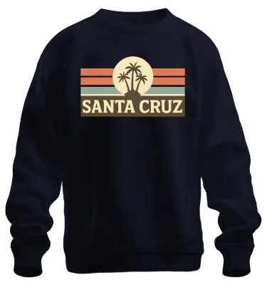 Obrázok produktu pre Santa Cruz Palm Retro Sunset Surfer California Coast Uni mikina, Navy, S