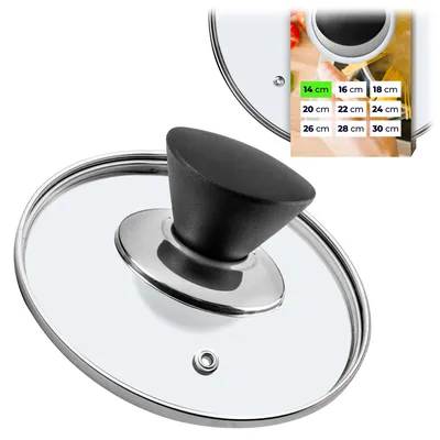 Produktbild von KADAX Topfdeckel "Taranto", Universaldeckel aus Glas mit Schwarzmatt griff, 14 cm