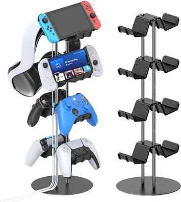 Produktbild von Gaming Organizer mit Kabelmanagement – 4-Schichtige Controller & Headset Halterung – Büroständer für Spielkontroller und Kopfhörer