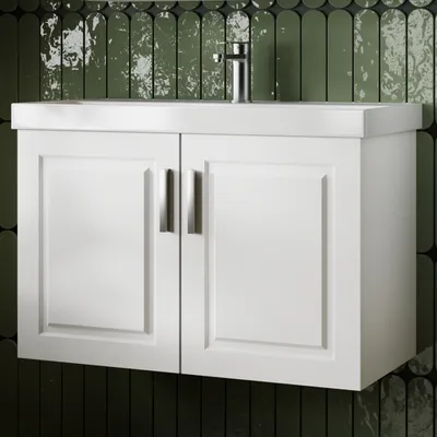 Produktbild von Waschtisch-Set Arin| Waschtisch mit Unterschrank Weiß| Badschrank 80 Waschbecken