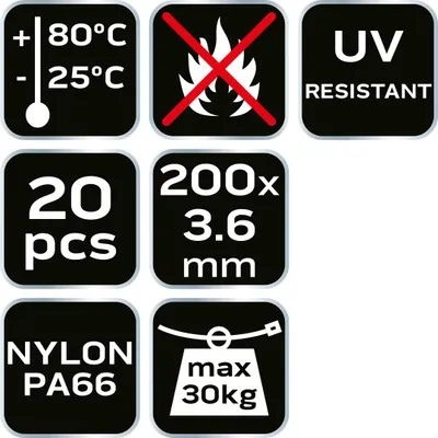 Produktbild von EXTREME Kabelbinder 3,6 × 200 mm, schwarz, 20 Stk.