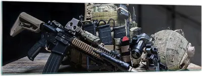 Produktbild von Bilder auf glas - Militaria Gewehr - 160x50cm - Glasbilder - Wandbilder - Kunstdruck - zum Aufhängen bereit - Wanddekoration aus Glas - Glas Bilder - Wandbild auf Glas - Einteilig - GAB160x50-3889