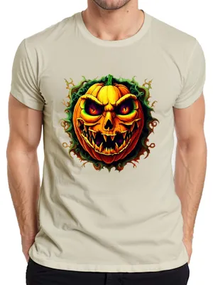 Imagen del producto de Camiseta de hombre con diseño de calabaza de Halloween, estilo terrorífico, con motivos de calabazas y motivos espeluznantes, talla XXL