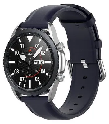 Produktbild von By Qubix Classic Lederarmband - Dunkelblau - passend für Garmin Vivoactive 6 / Vivoactive 5 / Vivoactive 3