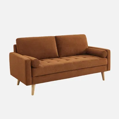 Produktbild von sweeek - 3-Sitzer Sofa mit kapitoniertem Chenille-Bezug - Terrakotta