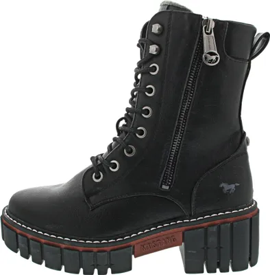 Produktbild von Mustang Damen Stiefelette Biker Plateau chunky Sohle Reißverschluss 1447-504, Größe:39 EU, Farbe:Schwarz
