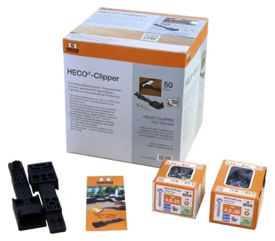 Produktbild von HECO Clipperset 50 Stk. ( 62052 ) unsichtbare Befestigung für Terrassenbeläge ohne Nut