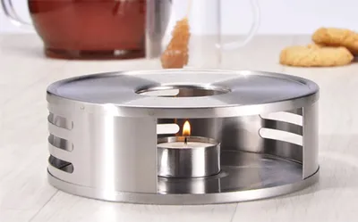 Produktbild von Edelstahl Stövchen rund mit Teelichthalter Teewärmer Warmhalter