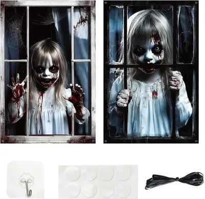 Productafbeelding van Halloween-decoratie, enge raamdecoraties, raamstickers, Halloween-decoratie, raambekleding, enge decoraties, voor buiten, raamdecoratie