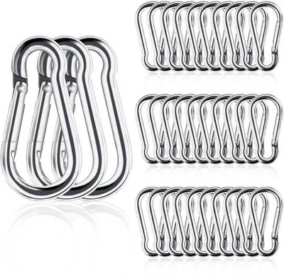 Obrázek produktu pro Sada mini karabin, 30 ks, 4 × 40 mm, nerezové karabiny, odolné, s pojistkou, pro lezení, turistiku, kempování a rybaření.