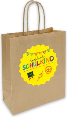 Produktbild von itenga Geschenktüte mit Kordel + Aufkleber Endlich Schulkind GELB