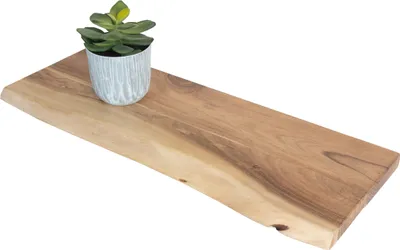 Produktbild von Wandregal Akazienholz natur massiv 60x20 cm Holzregal Steckboard Baumkante AMANDA